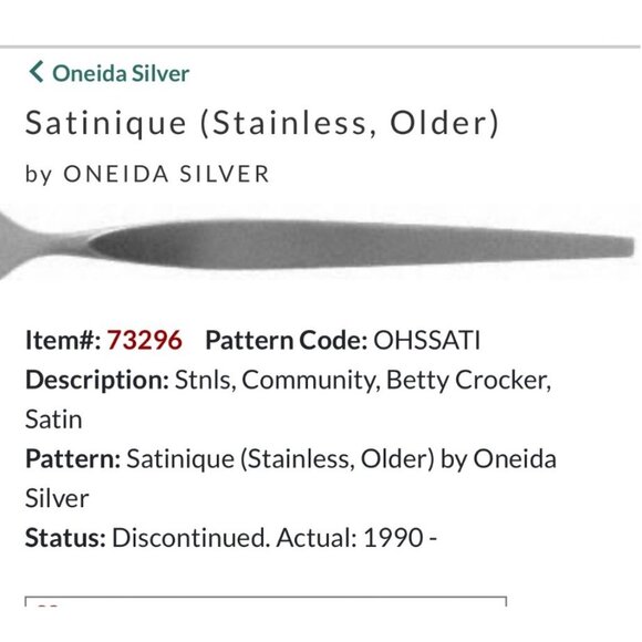 Oneida Satinique Stainless Steel Solid smooth Serving Spoon Satin Discontinued V - Picture 2 of 4